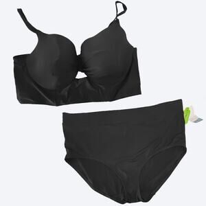 Cacique NEW 2-Pc Bikini Plus Size Bra Support Top High Waisted Bottom 44DDD / 20